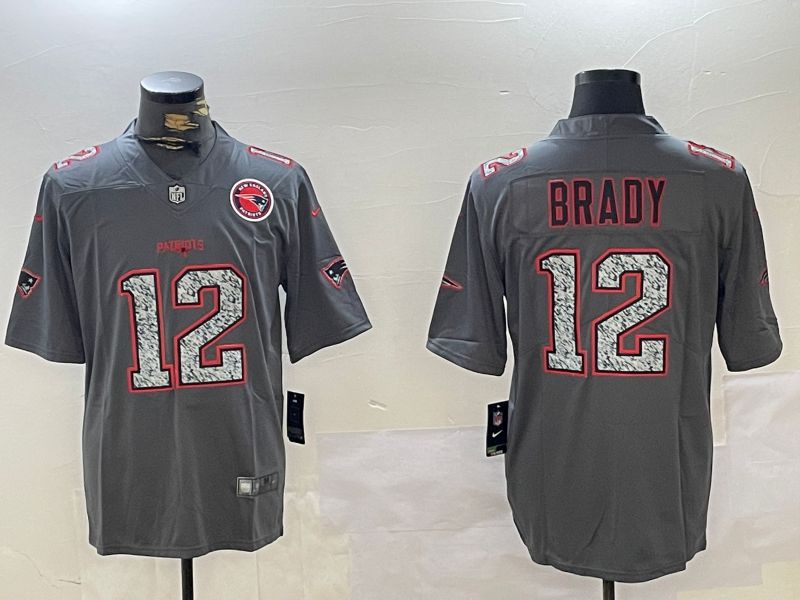 Men New England Patriots #12 Brady Grey 2024 Nike Vapor Limited NFL Jersey style 2->green bay packers->NFL Jersey